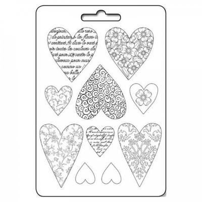 Plastová forma mäkká STAMPERIA, A4, Texture hearts