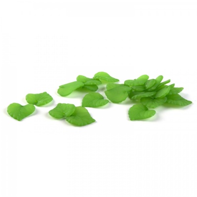 Plastová korálka, list zelený, 15g (cca 50 ks)