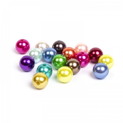 Plastové korálky perleťové 12 mm mix 25 g