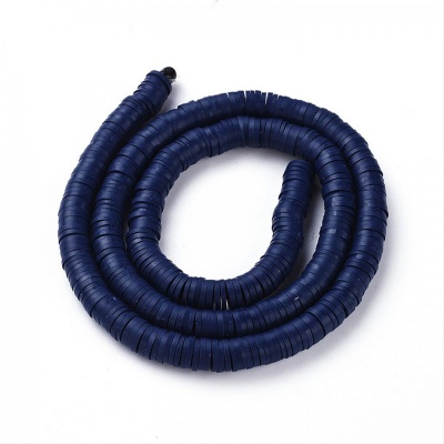 Polymérové korálky, placky, 6 mm, šnúra, polnočná
