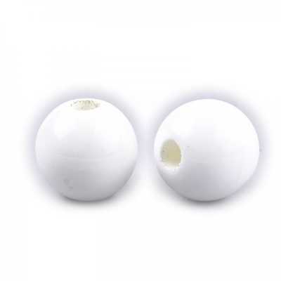 Porcelánová korálka, 10 mm, biela