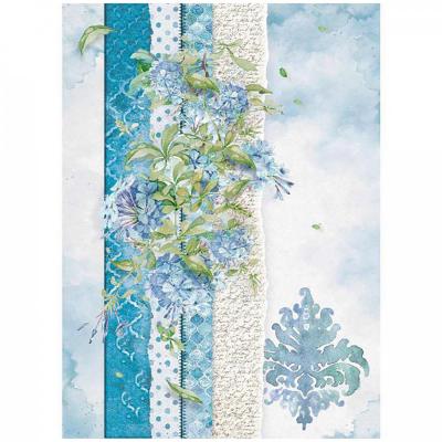 Ryžový papier, A4, Flowers for you light blue