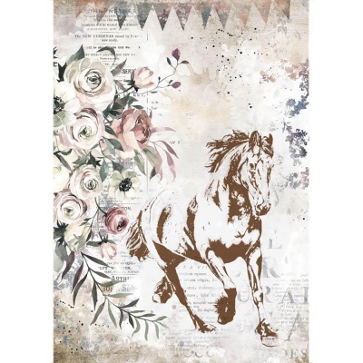 Ryžový papier, A4, Romantic Horses running horse