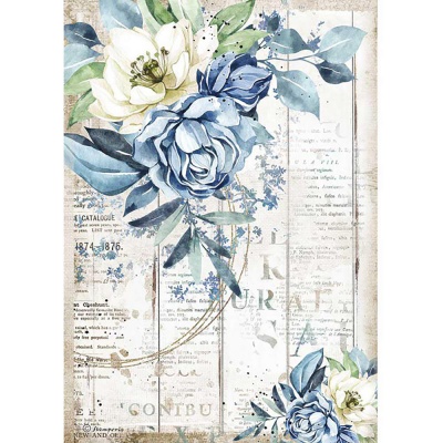 Ryžový papier, A4, Romantic Sea Dream blue flower