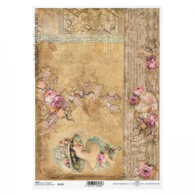Ryžový papier na decoupage, A4, brečtan a ruže