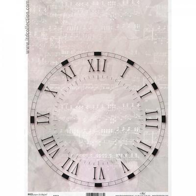 Ryžový papier na decoupage, A4, hodiny rímske