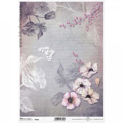 Ryžový papier na decoupage, A4, kvety 3