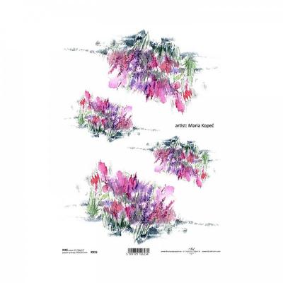 Ryžový papier na decoupage, A4, kvety abstrakt