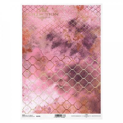 Ryžový papier na decoupage, A4, ornament ružový