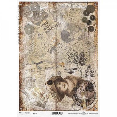 Ryžový papier na decoupage, A4, retro dievča