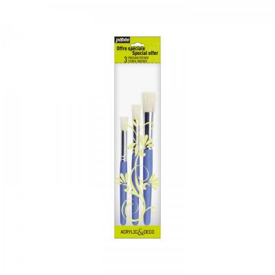 Sada 3 šablónových štetcov White bristle