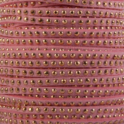 Semišová šnúrka, vybíjaná zlatá, sv. ružová 1 m