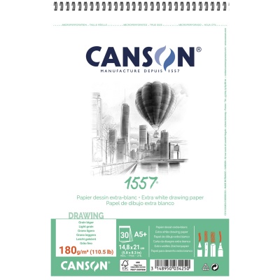 Skicár CANSON 1557, krúžková väzba 180g, A5+, 30 listov