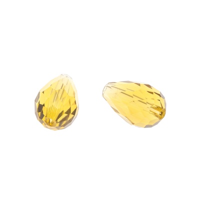 Sklenená korálka, slza, 15 x 10 mm, svetložltá
