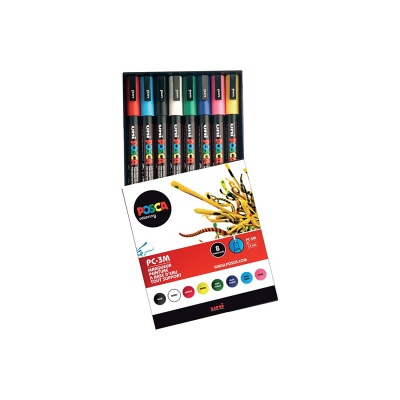 Uni POSCA, PC-3M, 1,3 mm, sada 8 ks fixiek