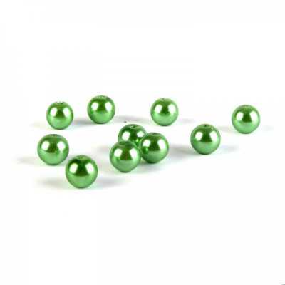Voskované perly 10 mm svetlá zelená 10 ks