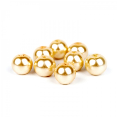 Voskované perly 10 mm svetlá zlatá 10 ks