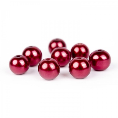 Voskované perly 10 mm tmavá červená 100 ks