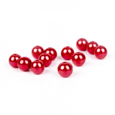Voskované perly 4 mm červená 50 ks