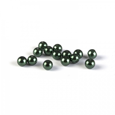 Voskované perly 8 mm tmavá zelená 20 ks