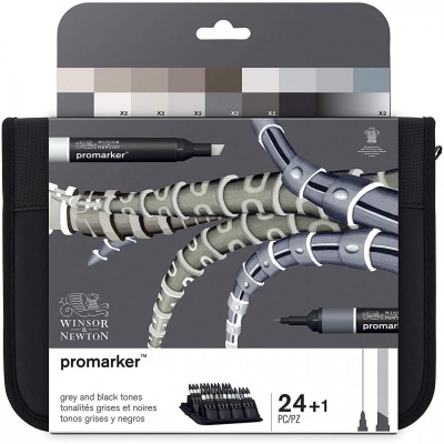 Winsor&Newton, Promarker sada 24 ks Grey/ Black 