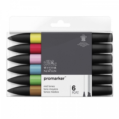 Winsor&Newton, Promarker sada 6 ks Mid tones