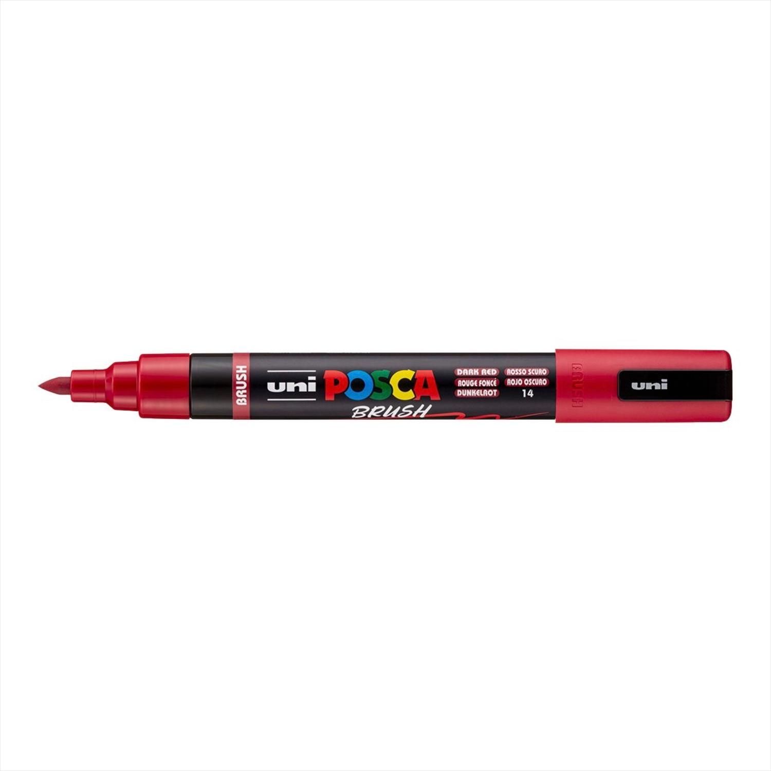 UNI POSCA fixka so štetcovým hrotom 1 - 4 mm, tmavočervená