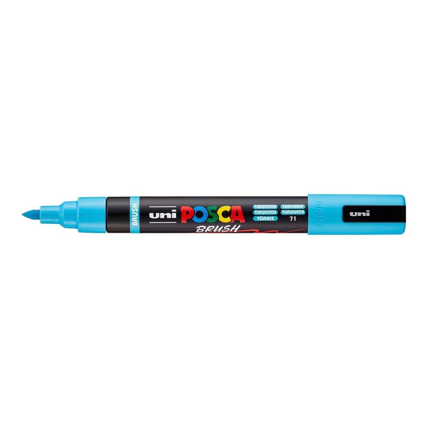 UNI POSCA fixka so štetcovým hrotom 1 - 4 mm, tyrkysová