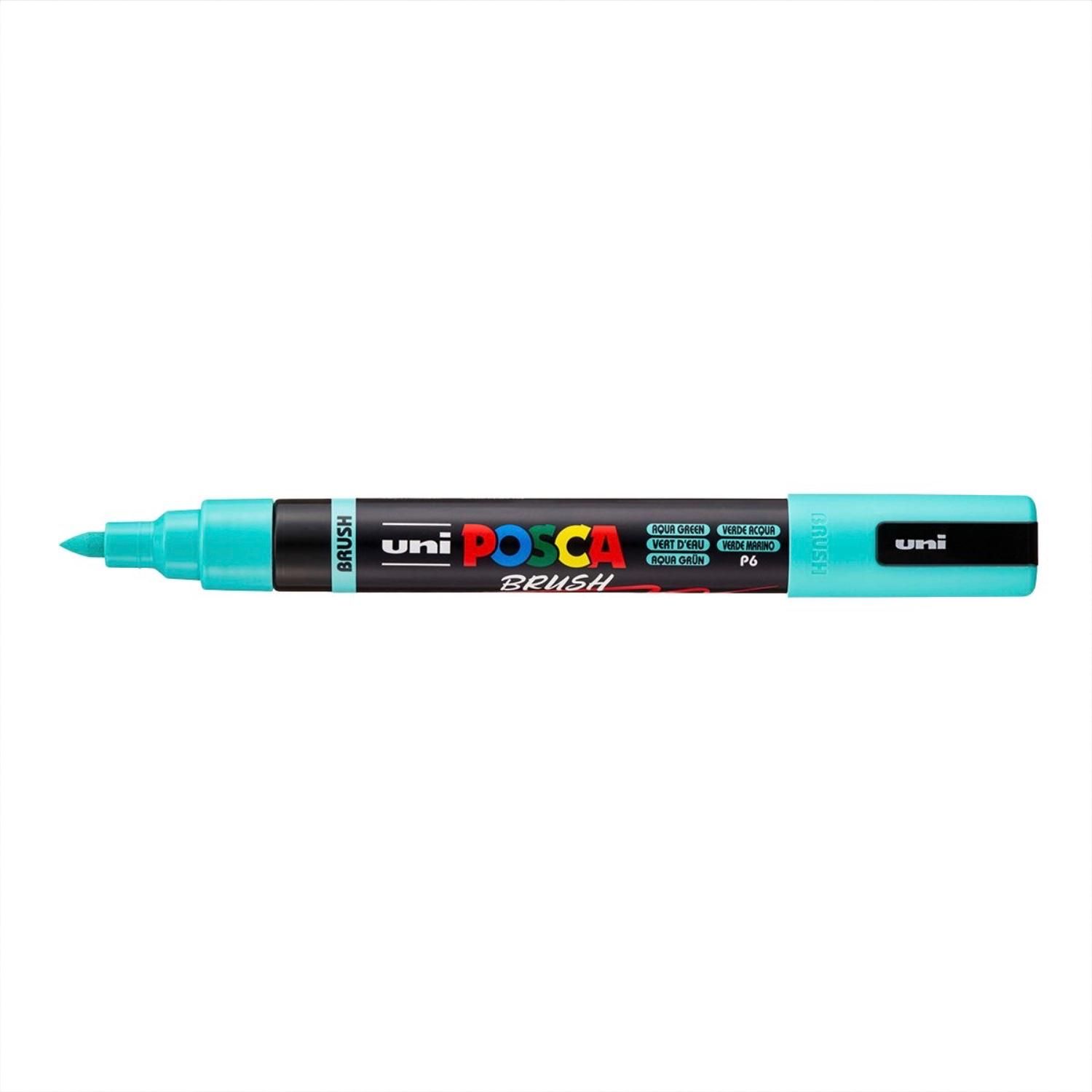 UNI POSCA fixka so štetcovým hrotom 1 - 4 mm, azúrová