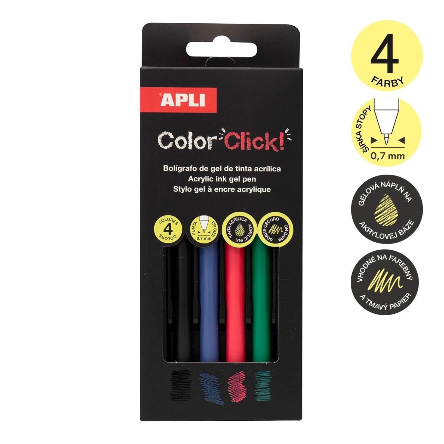APLI akrylové gélové rollery Color Click, sada Basic 4 ks