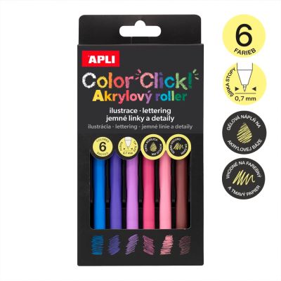 APLI akrylové gélové rollery Color Click, sada Early Spring 6 ks