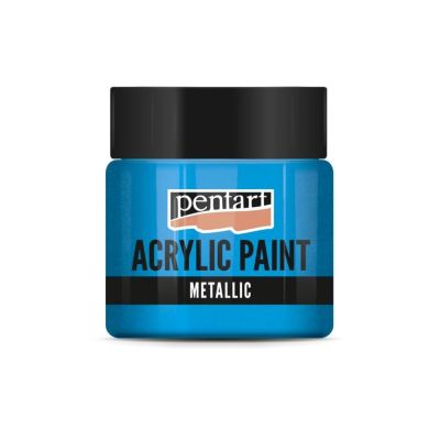 Akrylová farba 50 ml, metalická trblietavá modrá