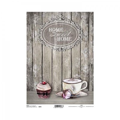 Ryžový papier na decoupage, A4, home sweet home 3