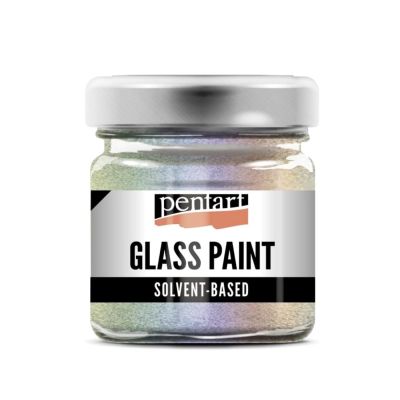 Farba na sklo, 30 ml, trblietavá dúhová