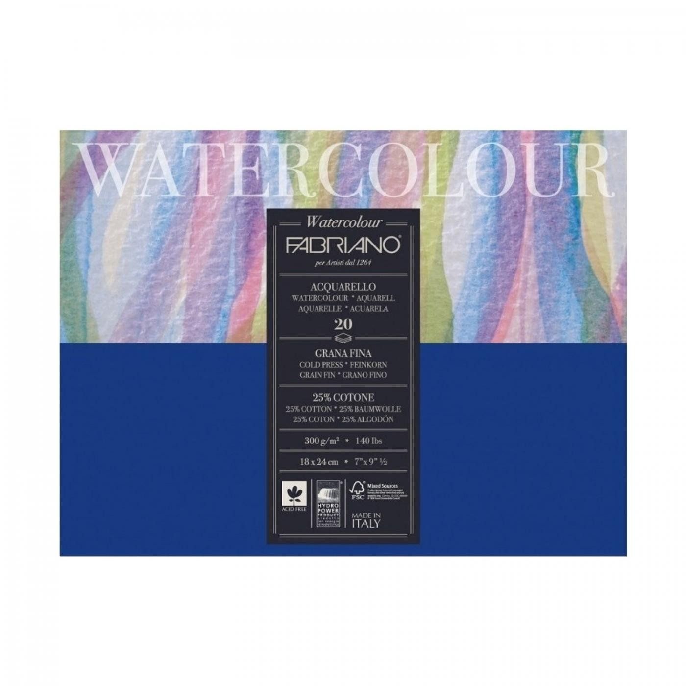 Fabriano Cold Press, akvarelový blok, 18x24, 300 g