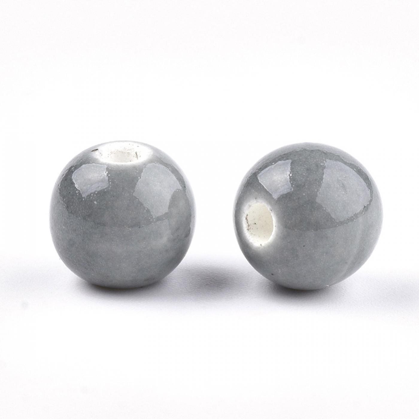 Porcelánová korálka, 10 mm, sivá