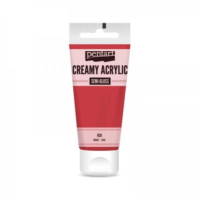 Akrylová farba krémová, pololesklá, červená, 60 ml