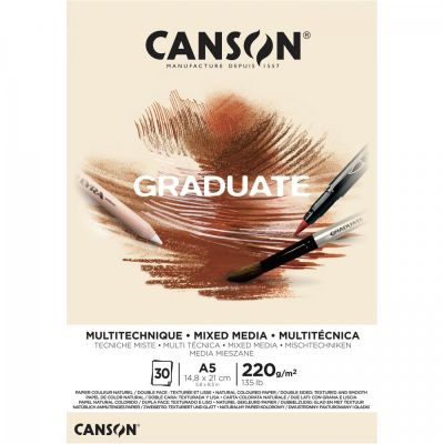 CANSON Skicár Graduate Mixed Media natural A5, 220 g, 30 listov