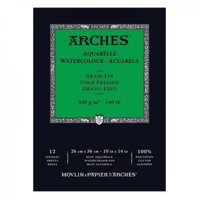 Arches skicár na akvarel CP, jemný, 26 x 36 cm, 300 g, 12 listov