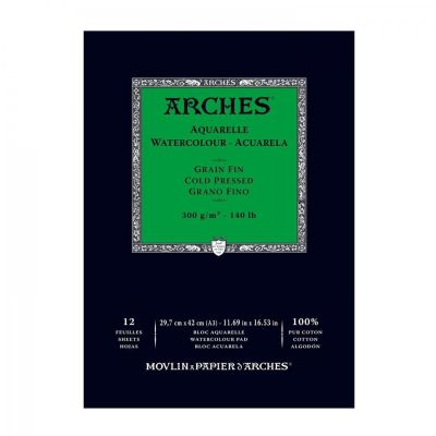 Arches skicák na akvarel CP, jemný, 29,7 x 42 cm, 300 g, 12 listov