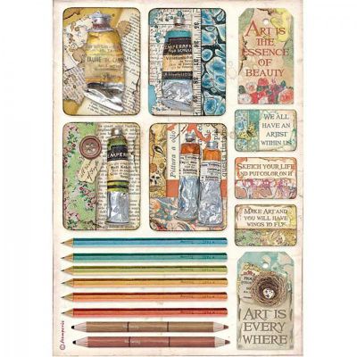 Ryžový papier, A4, Atelier Tubes of paints and pen