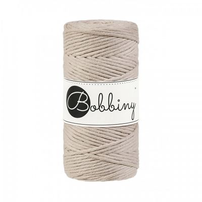 Bobbiny, Macramé točená šnúra, 3 mm, 100 m, Beige