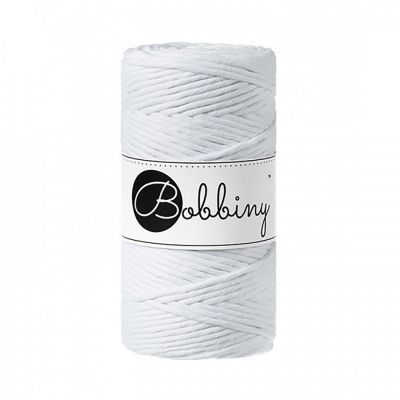 Bobbiny, Macramé točená šnúra, 3 mm, 100 m, White