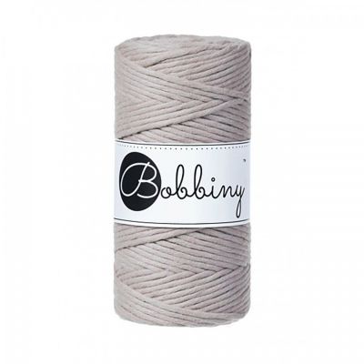 Bobbiny, Macramé točená šnúra, 3 mm, 100 m, Pearl