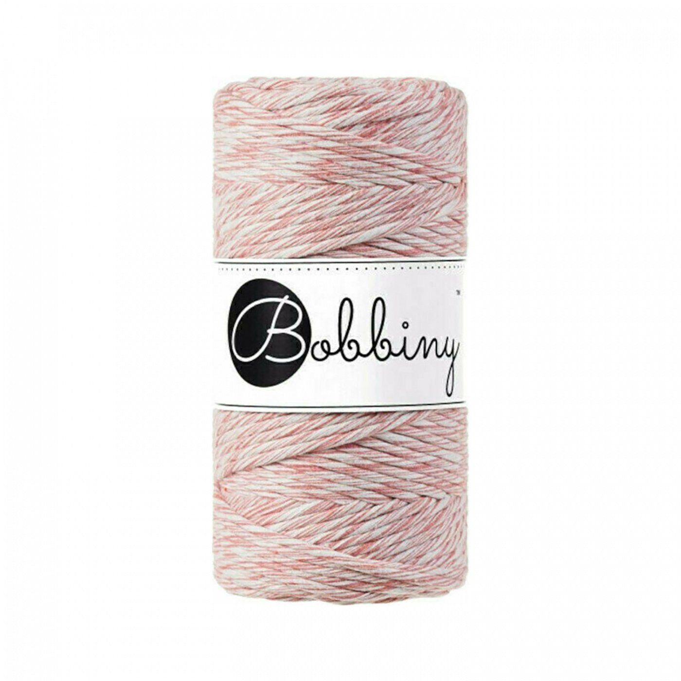 Bobbiny, Macramé točená šnúra, 3 mm, 100 m, Strawberry