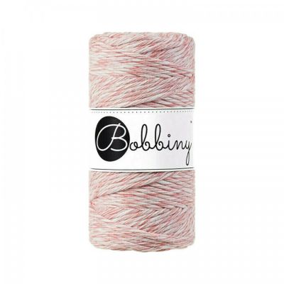 Bobbiny, Macramé točená šnúra, 3 mm, 100 m, Strawberry