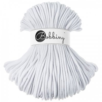 Bobbiny, Macramé pletená šnúra, 5 mm, 100 m, White