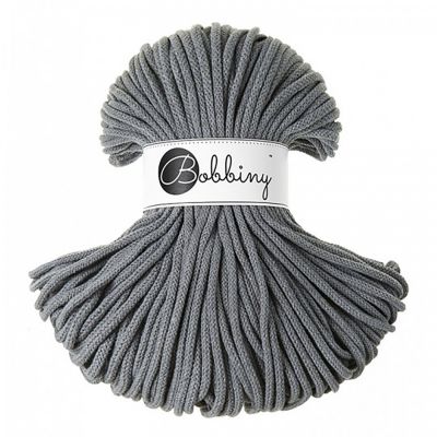 Bobbiny, Macramé pletená šnúra, 5 mm, 100 m, Steel