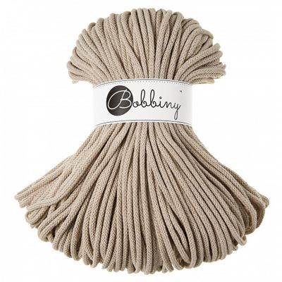 Bobbiny, Macramé pletená šnúra, 5 mm, 100 m, Beige
