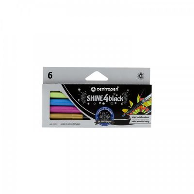 Metalické fixky CENTROPEN, Shine 4 black, sada 6 ks